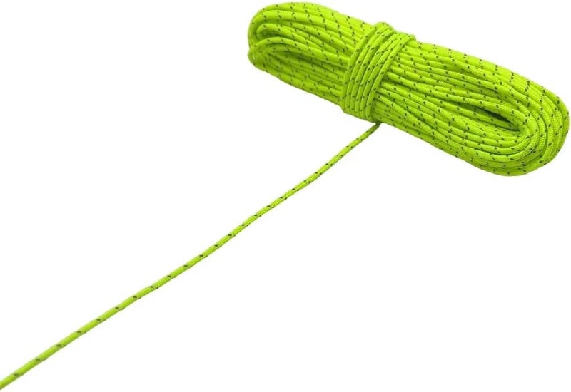 Legnowit 2mm Fluorescent Reflective Guyline Camping Paracord, Ultralight Thin Cord Rope for Tarp Rain Fly Tent Camping, 65 Feet (Green) - Image 3